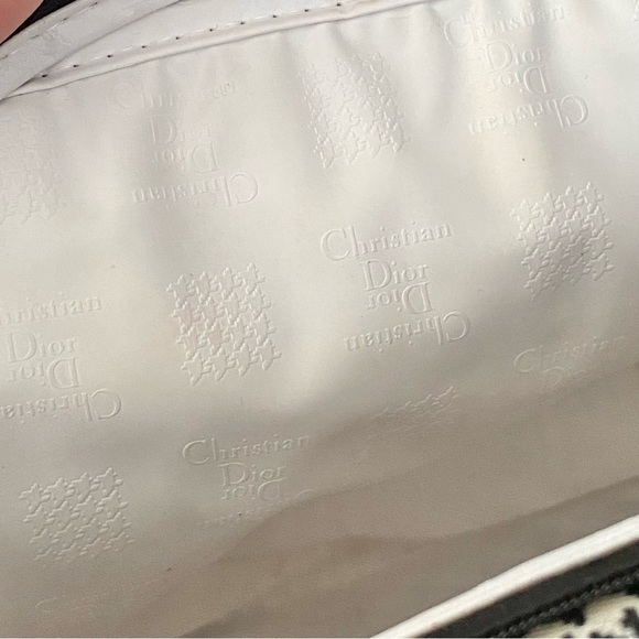 VTG Christian Dior Houndstooth Large Zip Top Handle Carry All Travel Makeup Bag - Picture 14 of 14